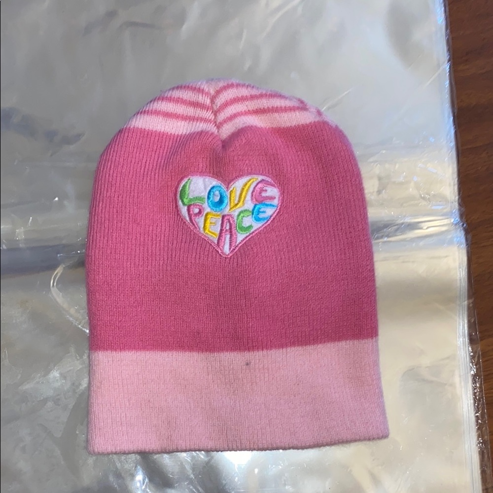 Pink Love Peace Kids Beanie